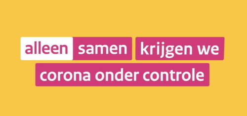 Afbeelding van de overheidsslogan: Alleen samen krijgen wij corona onder controle.